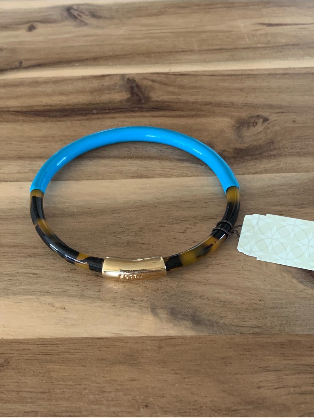 Fossil turquoise blue resin Bangle Cuff Bracelet NWT